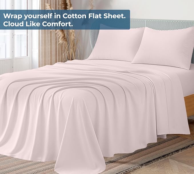 Royale Linens 100% Organic Cotton Twin XL Flat Sheet Only - Image 2