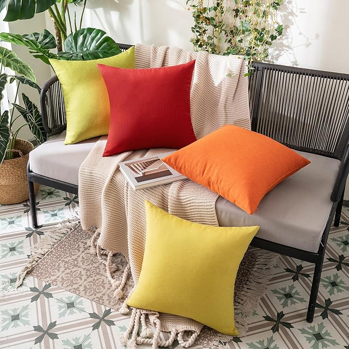 MIULEE Pack of 2 Decorative Outdoor Solid Waterproof Throw Pillow Covers Euro - Image 4