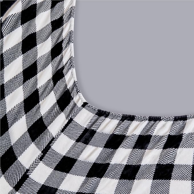 BEDELITE Fleece Sheets Queen Size Bed Set, Luxury Red and Black Plaid Winter - Image 5