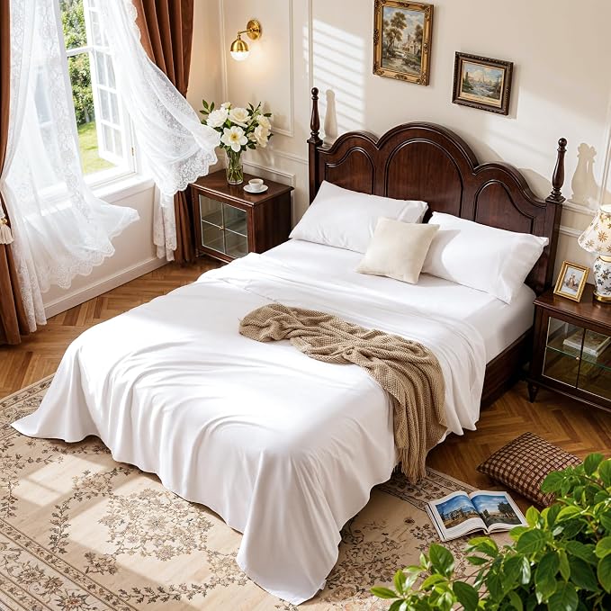 LBRO2M 100% Cotton Sheets Set Deep Pocket 24", 1000 Thread Count Full Size 4 by LBRO2MBedding