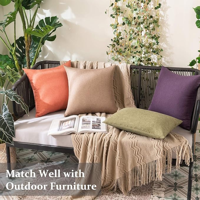MIULEE Pack of 2 Decorative Outdoor Solid Waterproof Throw Pillow Covers Faux - Image 4