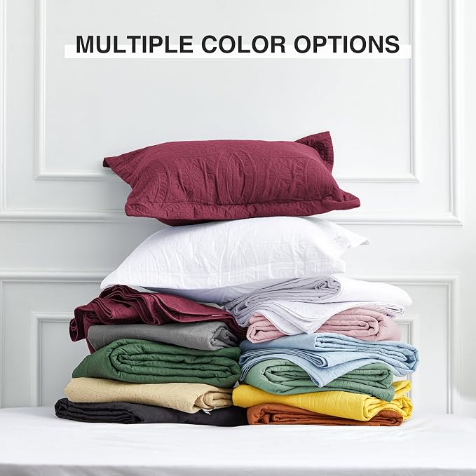 Love's cabin King Size Quilt Bedding Set Burgundy Bedspreads - Image 8