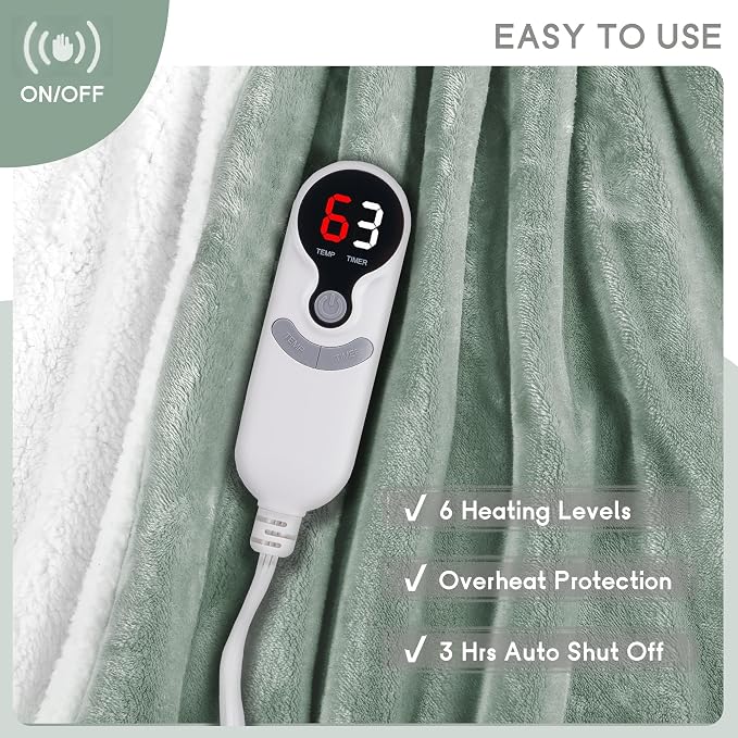 Heated Blanket Electric Throw Size 50''x60'' - Image 4