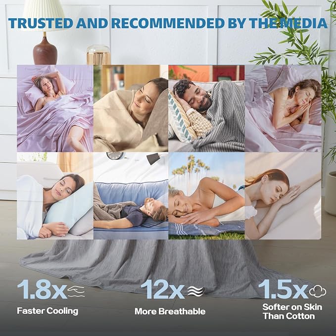 Cooling Blanket Twin Size, Cold Blanket Thin Lightweight Breathable Soft - Image 6