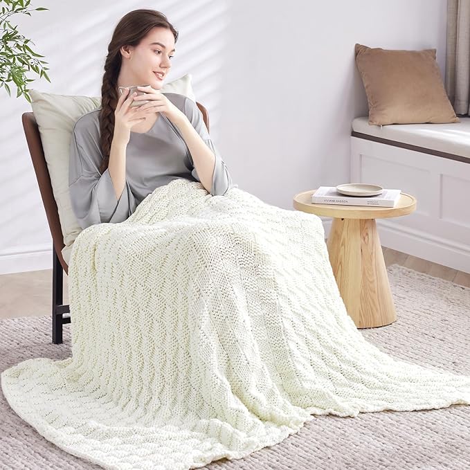 Knitted Weighted Blanket for Adult, No Beads Heavy Blanket 50” x 60'' 10lbs - Image 8