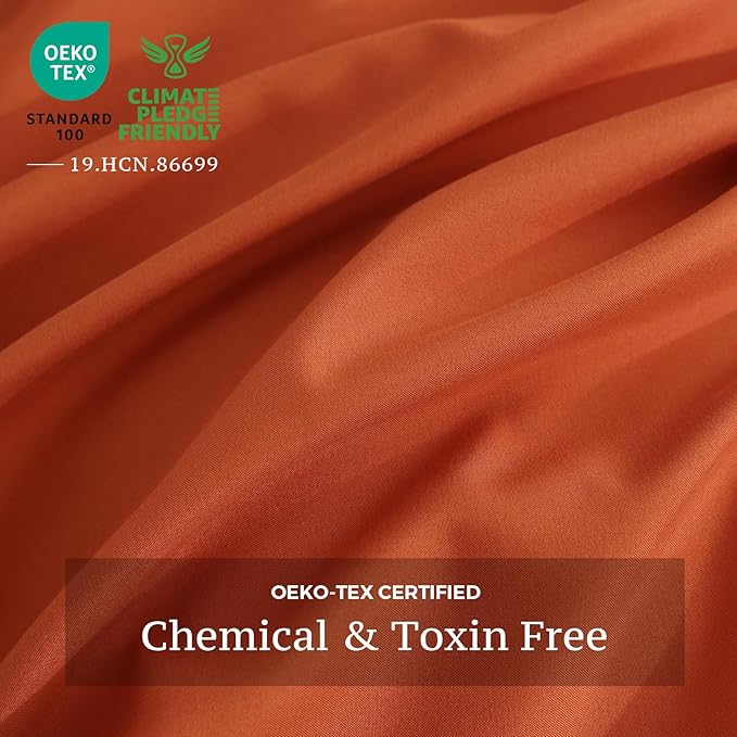 JSD Burnt Orange Duvet Cover Set Twin Size, 2 Piece Microfiber Kids Duvet Cover - Image 4