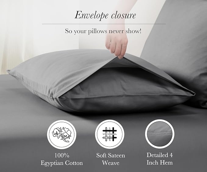 California Design Den 100% Egyptian Cotton Pillowcases Standard Set of 2 - Image 5