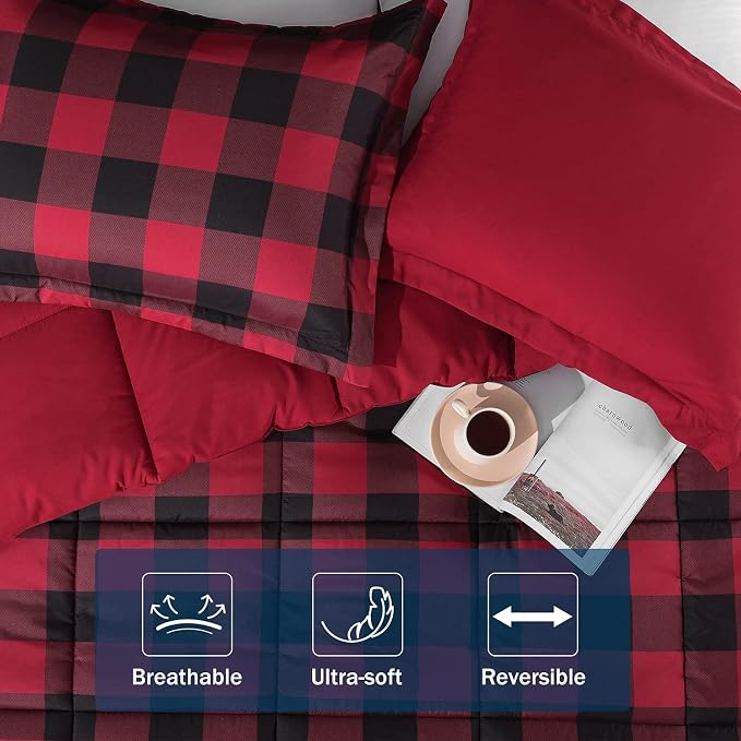 downluxe Lightweight Plaid Comforter Set - Image 6