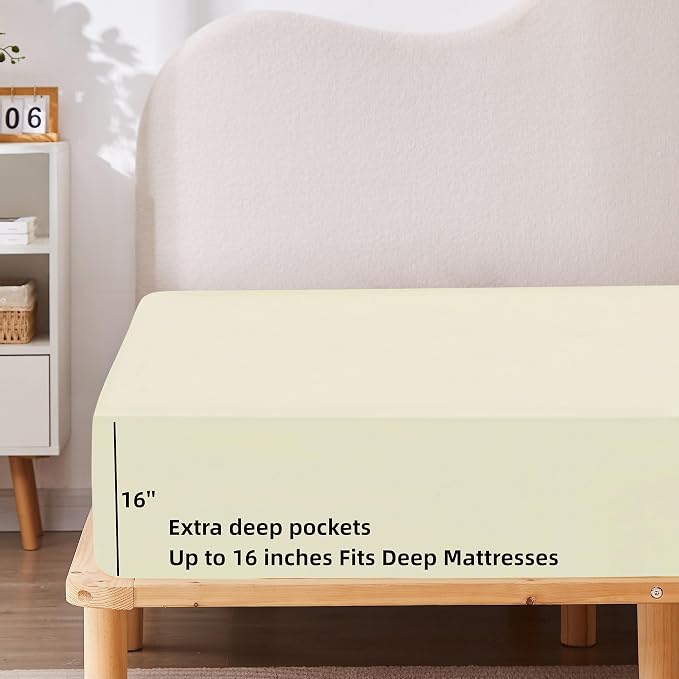HBHLFZ Queen Fitted Sheet Only, Soft Breathable Bottom Sheet - Image 3