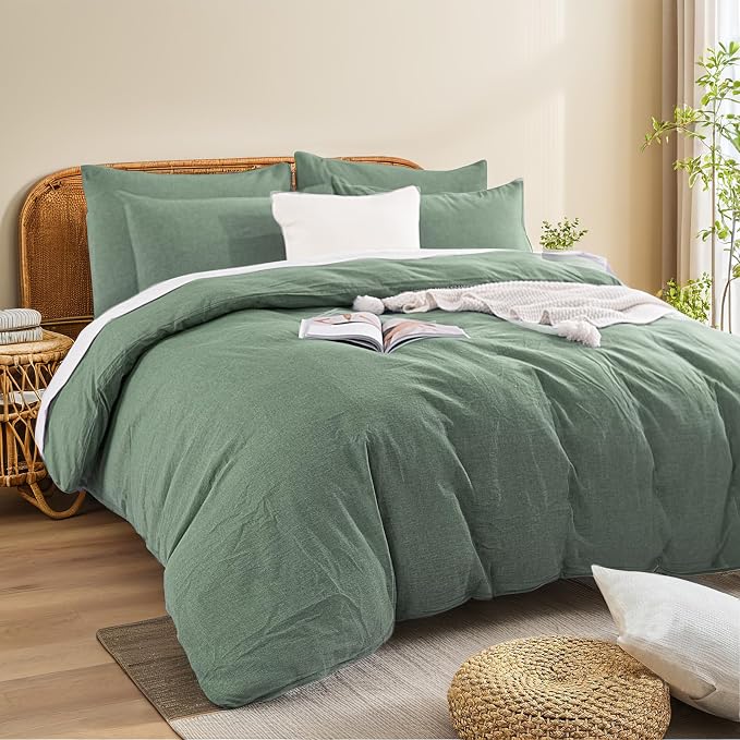 NEXHOME PRO Duvet Cover Full 100% Washed Cotton, Organic Natural Linen Like - Image 3