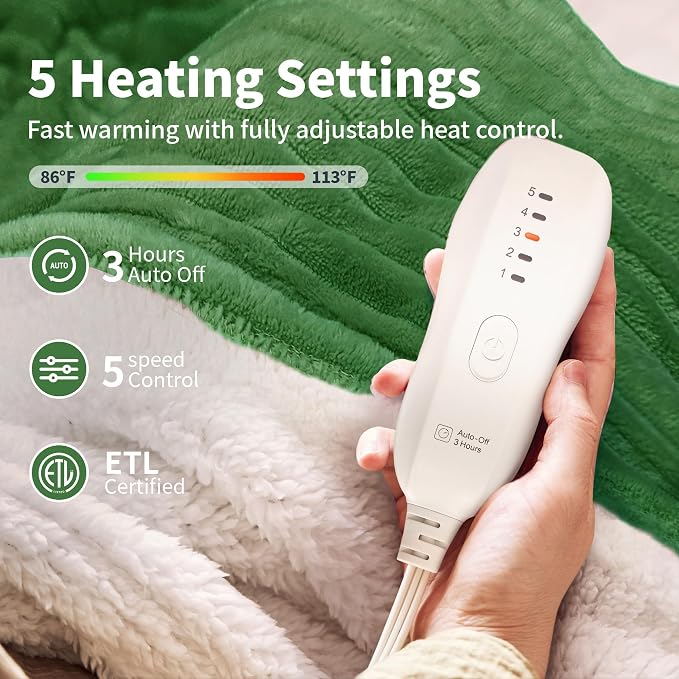 Texciting Heated Blanket Electric Blanket Throw 50”X60”-Heating Throw - Image 3