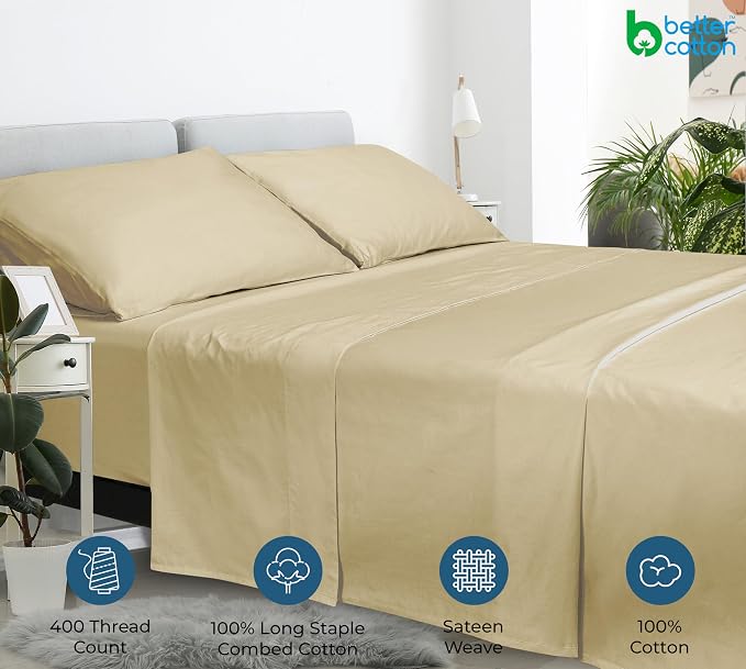Royale Linen 400 Thread Count 100% American Grown Cotton Flat Sheet - Image 7