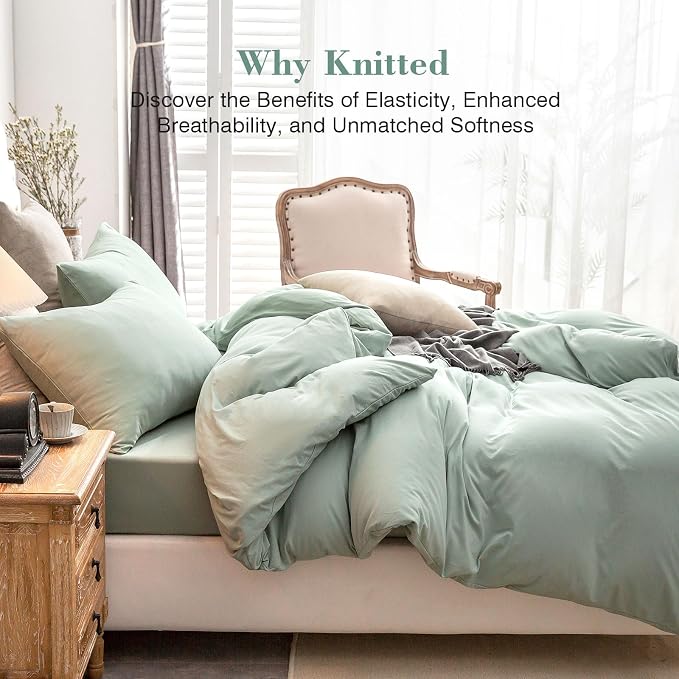 PURE ERA Jersey Knit Duvet Cover Set 100% T-Shirt Cotton Super Soft Comfy 3pc - Image 2