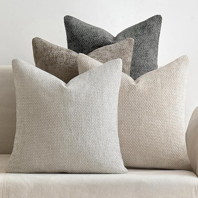 MIULEE Pack of 4 Couch Throw Pillow Covers 22x22 Inch Neutral Soft Decorative by MIULEE