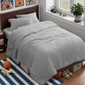 Zzlpp Twin Comforter Set 5 Pieces, Light Grey Tufted Bed in a Bag by ZZLPP