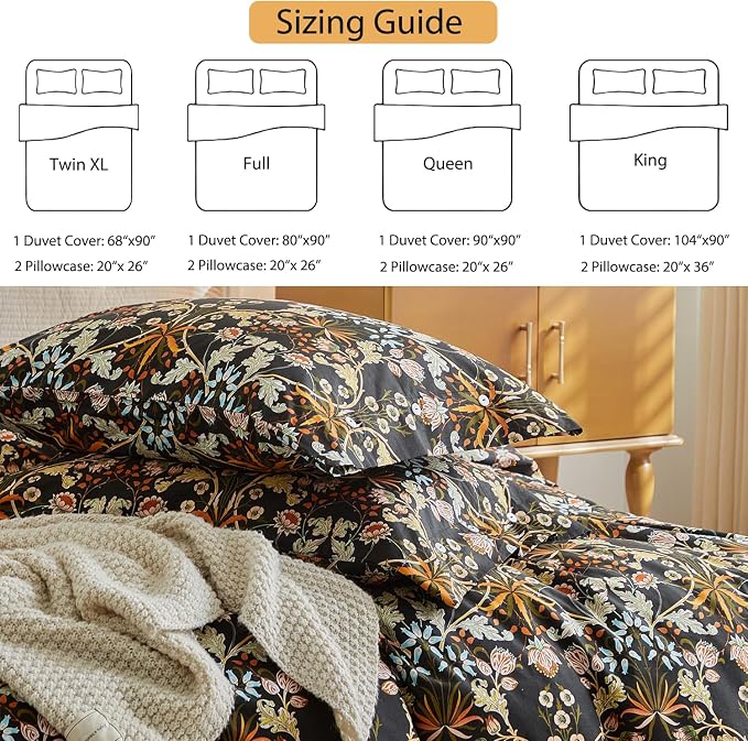mixinni Duvet Cover Full Size, Cotton Percale Farmhouse Bedding Sets Soft - Image 3