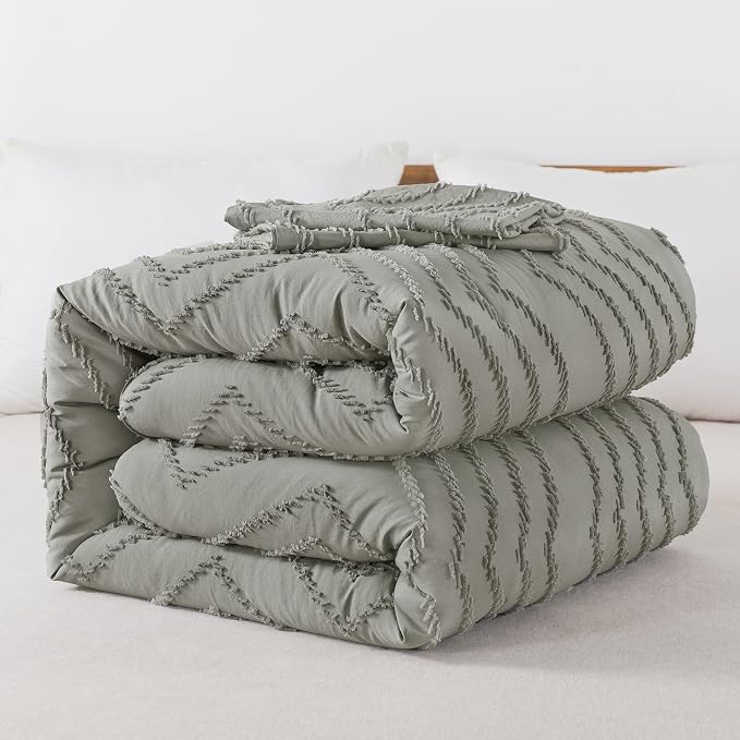 Andency Medium Grey Comforter Set Queen Size, Boho Soft Warm Tufted Bedding - Image 7
