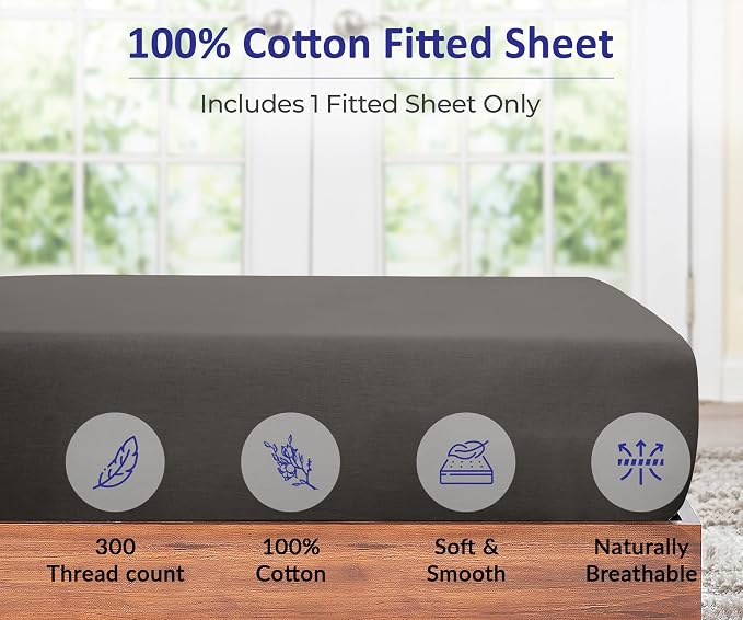 ROYALE LINENS 300 Thread Count 100% Long Staple Combed Cotton Fitted Sheet Twin - Image 3