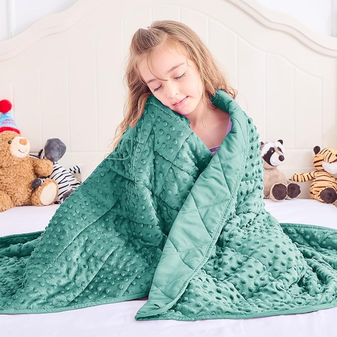 Teal Weighted Blanket Kids 7lbs, Cooling Minky Heavy Throw Blanket - Image 2