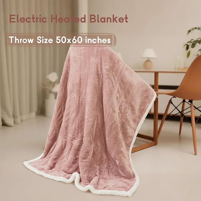 Heated Blanket Electric Throw Size 50''x60'' - Image 2