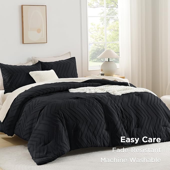 Andency Black Oversized King Comforter Set 120x98, Boho Oversize King Soft Warm - Image 3