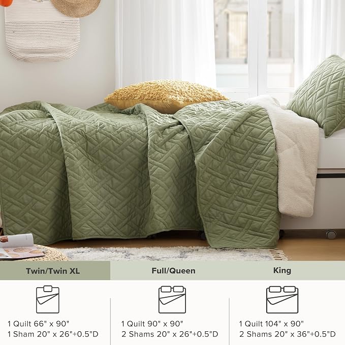 Comfort Spaces Twin Quilt Set Modern Reversible Diamond Coverlet Twin Bedding - Image 8