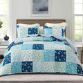 Whale Flotilla Patchwork Quilts Queen Size, Extra Soft Boho Floral Bedspreads by WHALEFLOTILLA