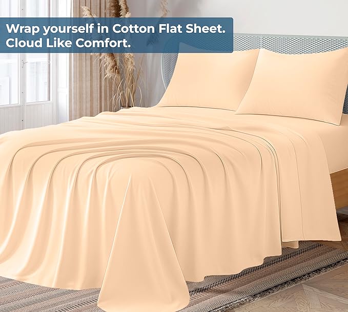 Royale Linens 100% Organic Cotton Twin Flat Sheet Only - Image 2