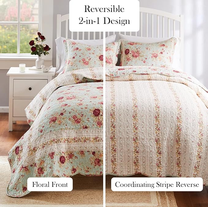Greenland Home Antique Rose 100% Cotton Heirloom-Quality Quilt Set, 2-Piece - Image 7