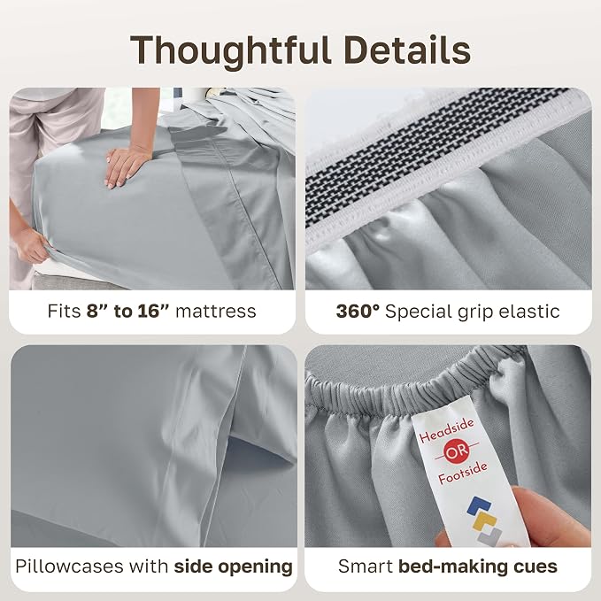California Design Den Thick and Natural Queen Sheet Set 100% Cotton - Image 5