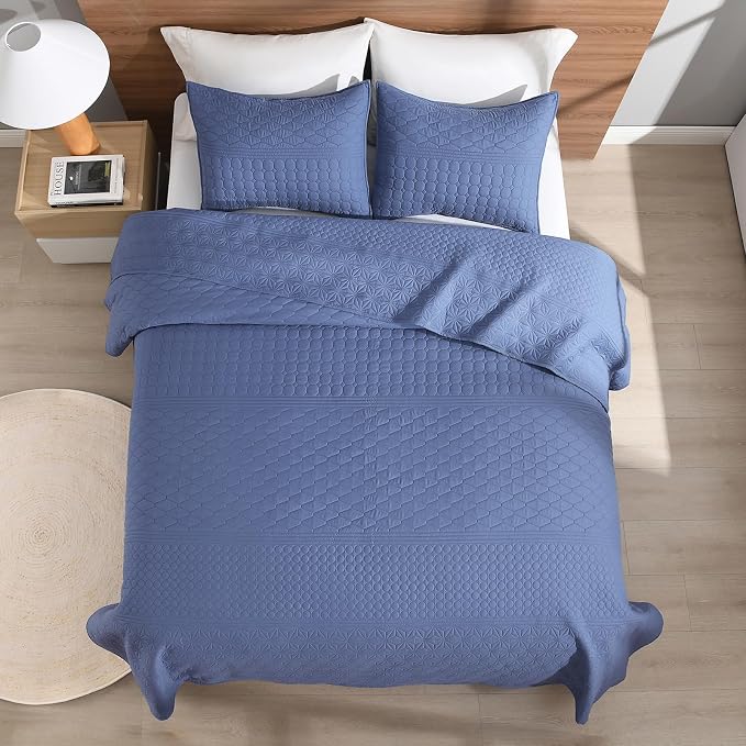 HORIMOTE HOME Denim Blue Twin Size Quilt Set - Image 5