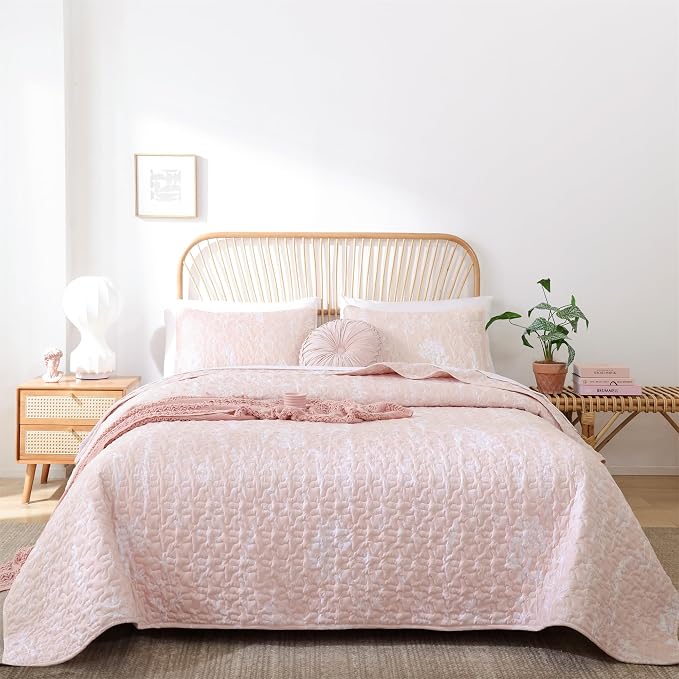 JANZAA Quilt King Size Blush Quilt Botanical - Image 5