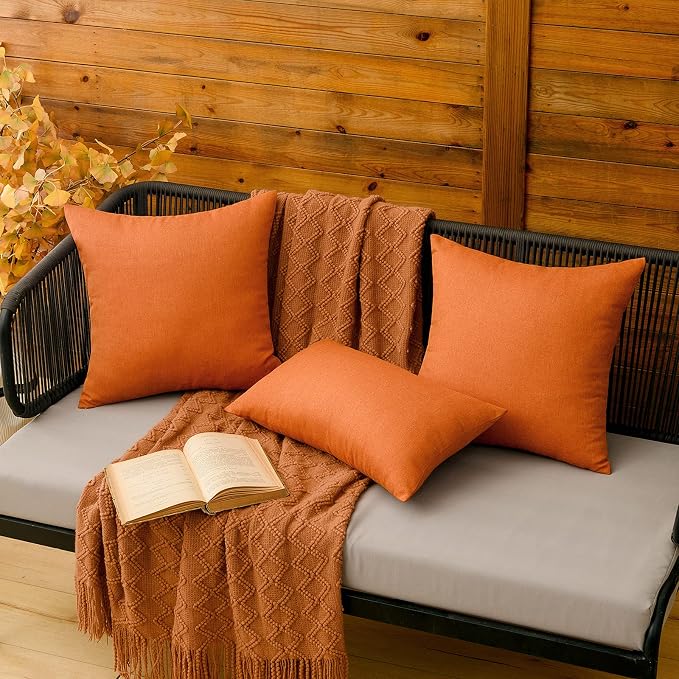 MIULEE Pack of 2 Decorative Outdoor Solid Waterproof Throw Pillow Covers Faux - Image 5