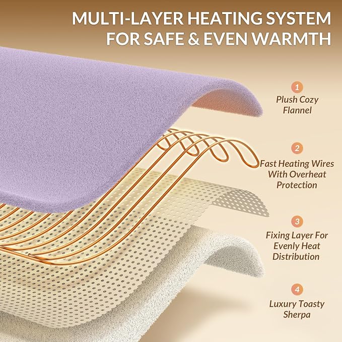 HOMLYNS LuxeHeat Heated Blanket Electric Blanket Queen Size, Soft Flannel - Image 4