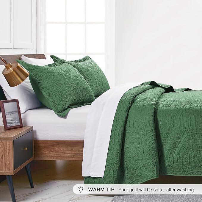 Love's cabin Quilts for Queen Bed Olive Green Bedspreads - Image 4