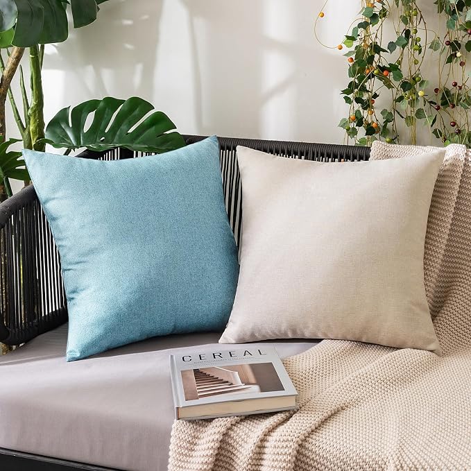 MIULEE Pack of 2 Decorative Outdoor Solid Waterproof Throw Pillow Covers Faux - Image 4