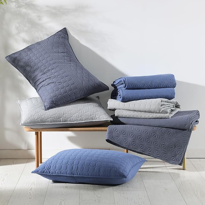 HORIMOTE HOME Denim Blue Twin Size Quilt Set - Image 8