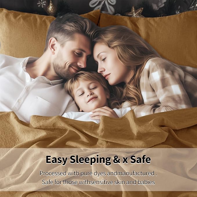 LBRO2M 100% Pure Linen Sheet Set Deep Pocket Up to 16" Bed Sheets Sets - Image 5