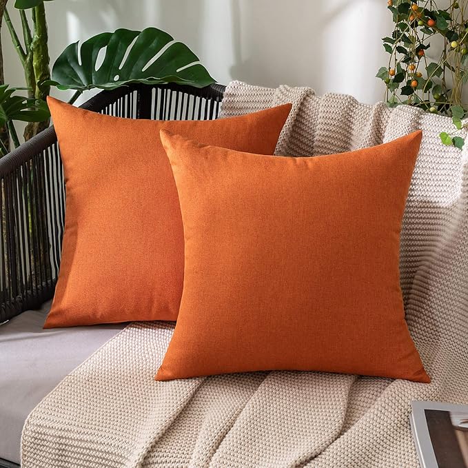 MIULEE Pack of 2 Decorative Outdoor Solid Waterproof Throw Pillow Covers Euro by MIULEE