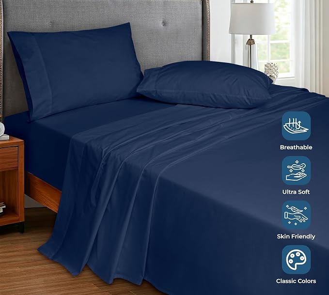 Royale Linens 100% Organic Cotton Twin XL Flat Sheet Only - Image 4