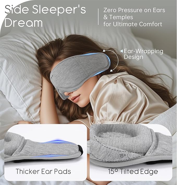 Sleep Mask with Headphones Bluetooth 5.4, TOPOINT 3D Eye Mask Blackout with - Image 5