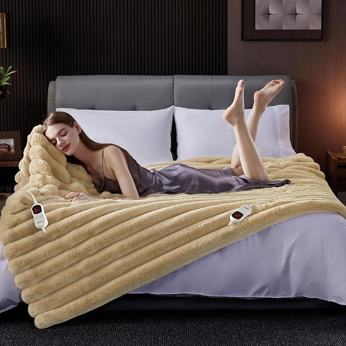 Heated Blanket Queen Size, Faux Fur Cozy Heating Blanket - Image 5