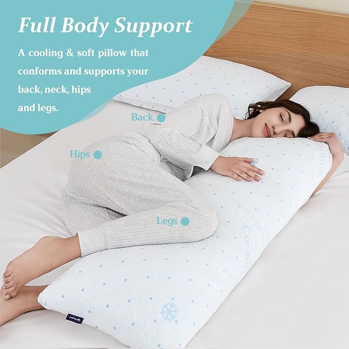 Dreamood Cooling Body Pillow Firmer 3200g 100% Shredded Memory Foam Body Pillows - Image 2