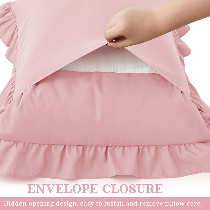 KKJIAF Ruffle Pillow Cases Queen Size Set of 2, Ruffled Pillow Covers - Image 5