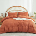 AveLom Terracotta Seersucker Duvet Cover Set Full Size, 3 Pieces, Ultra Soft by AveLom