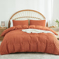 AveLom Terracotta Seersucker Duvet Cover Set Queen Size, 3 Pieces, Ultra Soft by AveLom