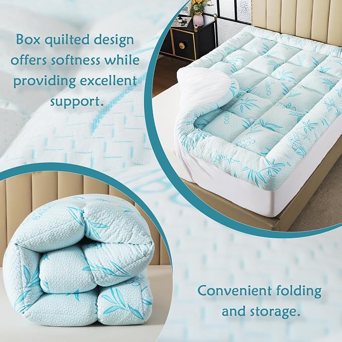 WhatsBedding 5 Inch Full Mattress Topper Breathable Bamboo Viscose Air Layer - Image 6