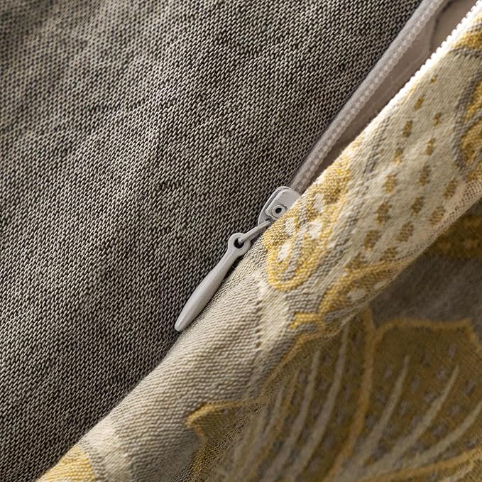 mixinni Duvet Cover King, Premium Cotton Double-Layer Yarn Golden Floral - Image 7