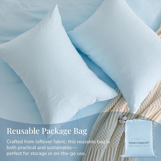 Blue Duvet Cover King, 100% Sandwashed Cotton Soft King Size Duvet Cover Set 3 - Image 7