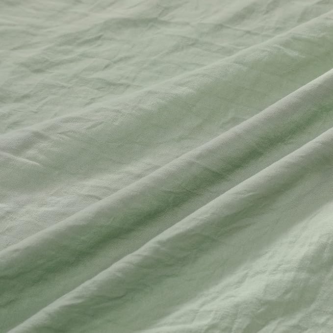 Ruffle Duvet Cover Queen Size, Sage Green, 90x90 in - Image 5
